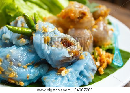 Steamed Rice-skin Dumplings And Tapioca Balls With Pork Filling.