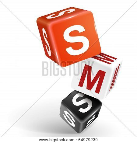 3D Dice Illustration With Word Sms