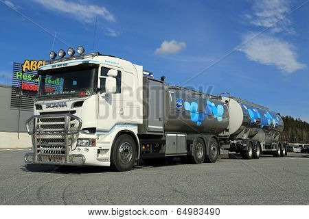 New Scania Tanker Truck Transporting Milk
