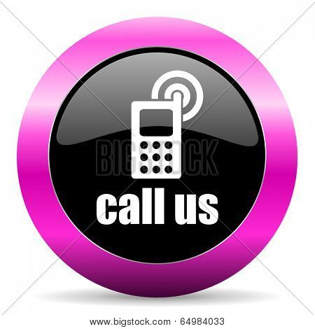 call us pink glossy icon