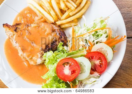 Grilled Chicken Steak In Tomato's Sauce