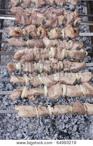 Barbecue With Delicious Grilled Meat On Grill