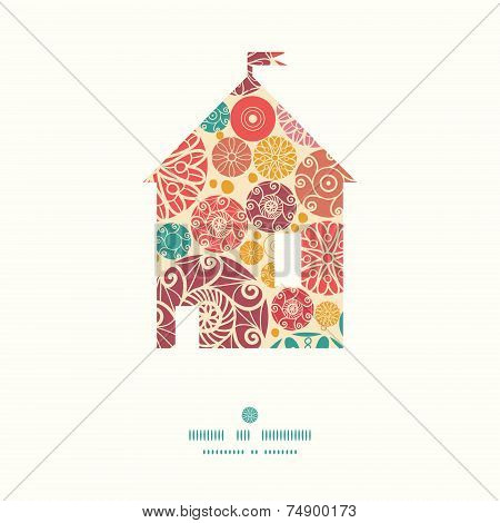 Vector abstract decorative circles house silhouette pattern frame