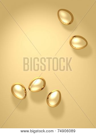 Five Easter Eggs lying on a pastel surface