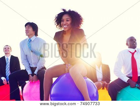 Business People Outdoors Cheerful Exercise Concept