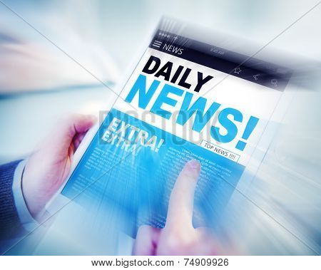 Businessman Holding Tablet Daily News Concept
