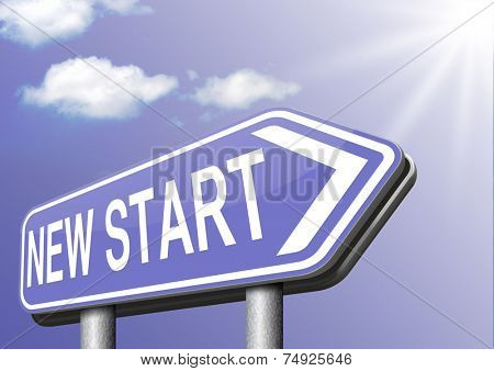 new fresh start or chance back to the beginning and do it again road sign arrow 