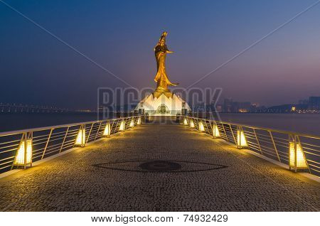 Statue Of Kun Iam The Goddess Of Mercy Landmark Of Macau China