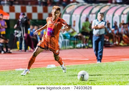 Sisaket Thailand-october 22: Jakkapong Somboon Of Sisaket Fc. In Action During Thai Premier League B