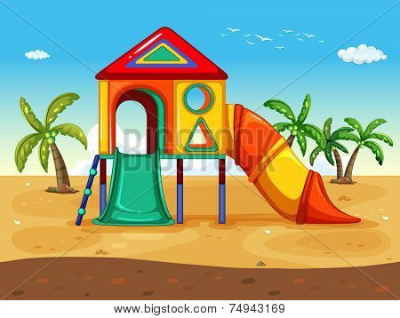 illustration of playground on the beach