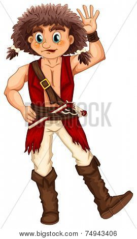 illustration of a pirate and a gun