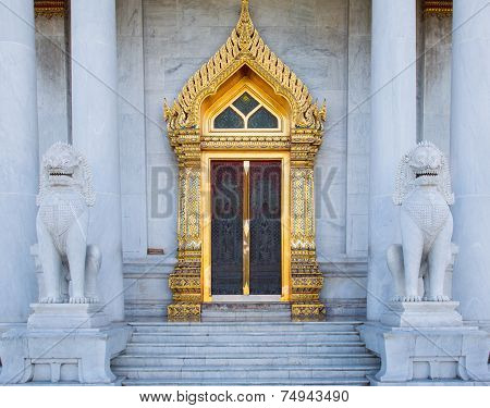 Marble Temple door with two lion