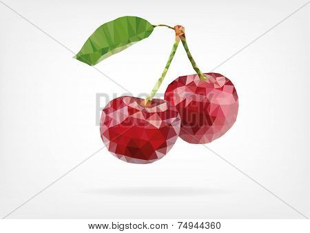 Low Poly red cherry berries