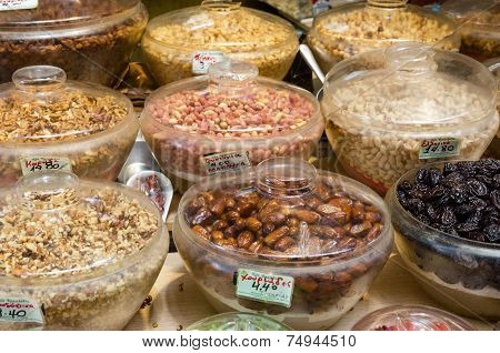 Nuts And Dried Fruits On The Market 