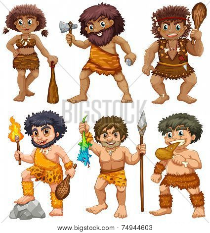 illustration of a set of cavemen