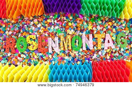 Rosenmontag In Colorful Wooden Characters