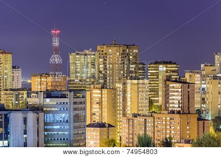 Madrid, Spain cityscape of residential and office high rises.