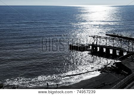 Beach And Pier In Gaspra In Morning, Crimea