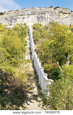 Monastery Walls In Gorge, Crimea