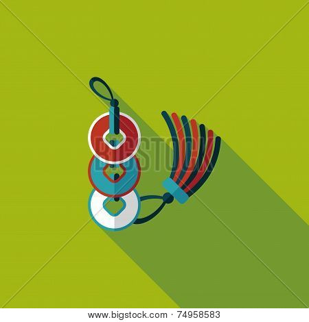 Chinese New Year Flat Icon With Long Shadow,eps10, Ancient Coins Lucky Pendant Means 