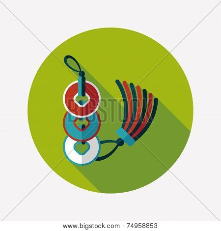 Chinese New Year Flat Icon With Long Shadow,eps10, Ancient Coins Lucky Pendant Means 