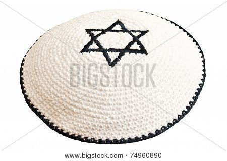 Traditional Jewish Headwear With Embroidered Star Of David