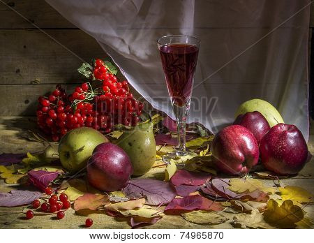Autumn still life with fruits