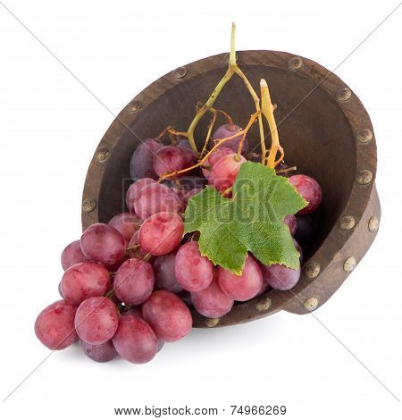 Fresh Red Grapes In Wood Bown