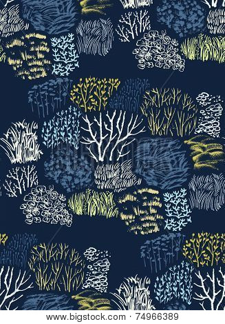 Vector seamless abstract hand-drawn pattern with grass