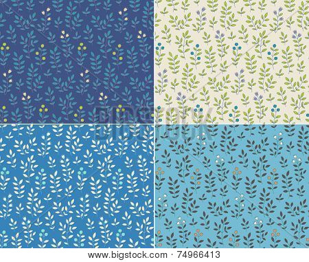 Set of foral seamless patterns, vector illustration