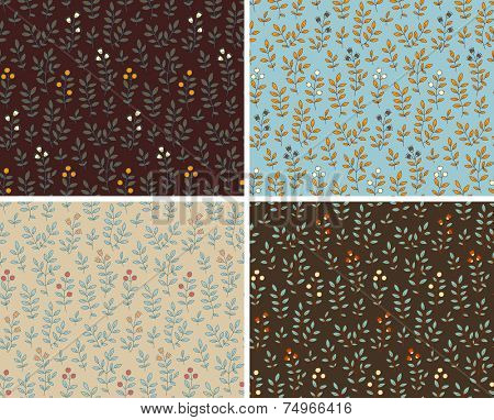Set of foral seamless patterns, vector illustration