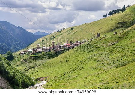 old village on caucasus mountain