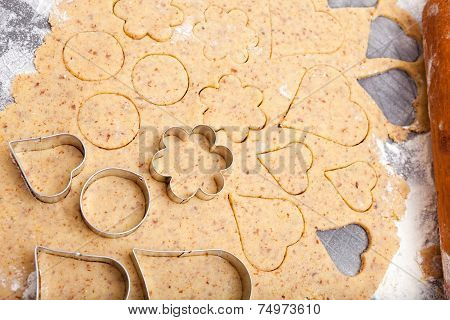Cookie Cutters On Fresh Dough
