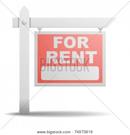 detailed illustration of a For Rent real estate sign, eps10 vector