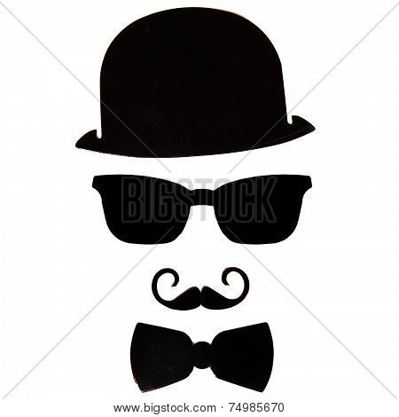 Photobooth Birthday And Party Set - Glasses, Hats, Crowns, Masks, Lips, Mustaches Isolated On White