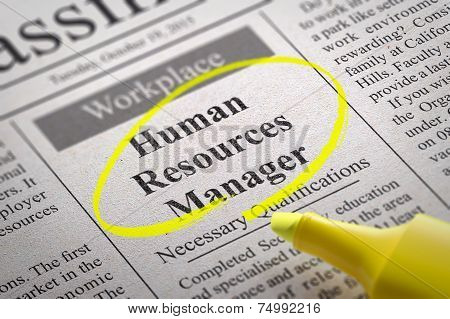 Human Resources Manager  Vacancy in Newspaper.