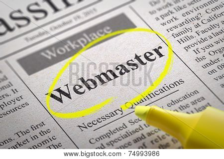 Webmaster Vacancy in Newspaper.