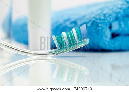Dental care equipment on white table