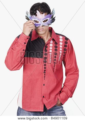 Man wearing an eye mask