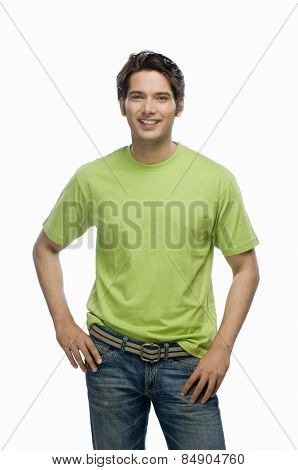 Portrait of a young male fashion model smiling