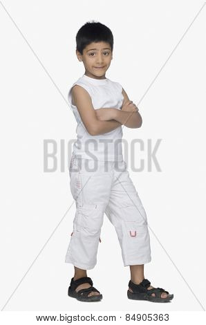 Portrait of a boy smirking