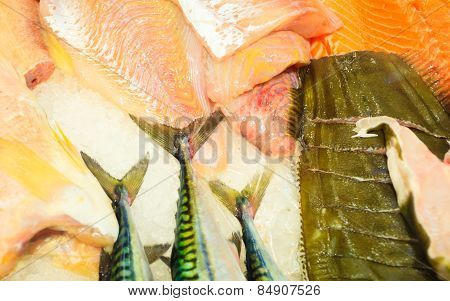 Fishes At Fish Market (fisketorget) In Bergen, Norway
