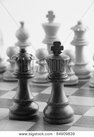Chess pieces on a chess board