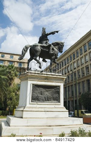 Statue in front of a museum, Theodoros Kolokotronis, National History Museum, Athens, Greece