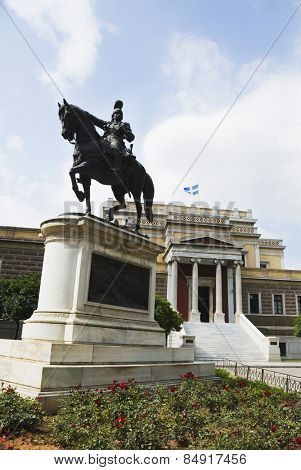 Statue in front of a museum, Theodoros Kolokotronis, National History Museum, Athens, Greece