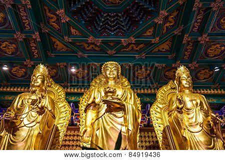 Nonthaburi, Thailand - December 27: Buddha Statues Wat Borom Racha Kanchana Phisake (wat Leng Noei Y