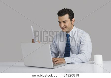 Businessman using a laptop