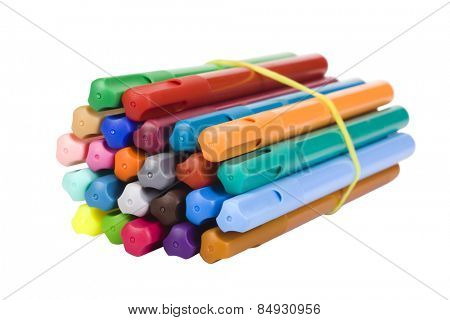 Close-up of a bundle of felt tip pens
