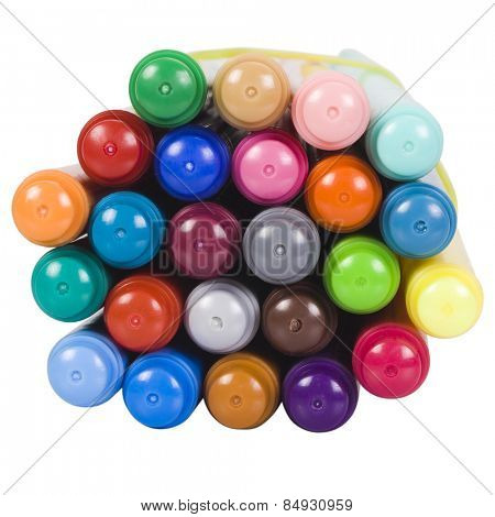Close-up of a bundle of felt tip pens
