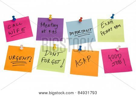 Text written on adhesive notes